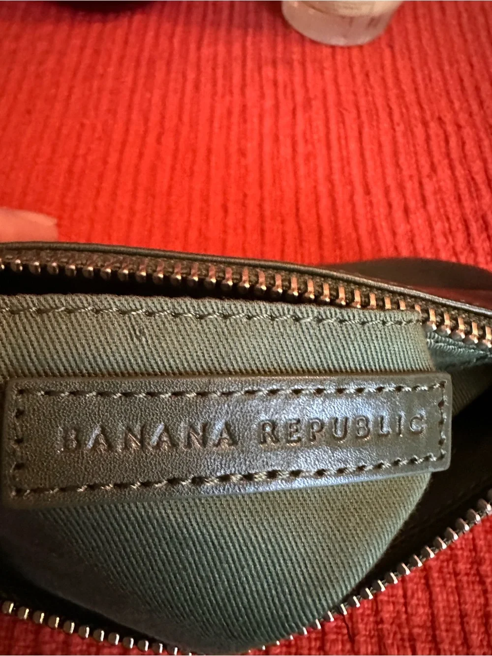 Vintage Green Leather Wristlet Clutch - Sleek Buckle Detail